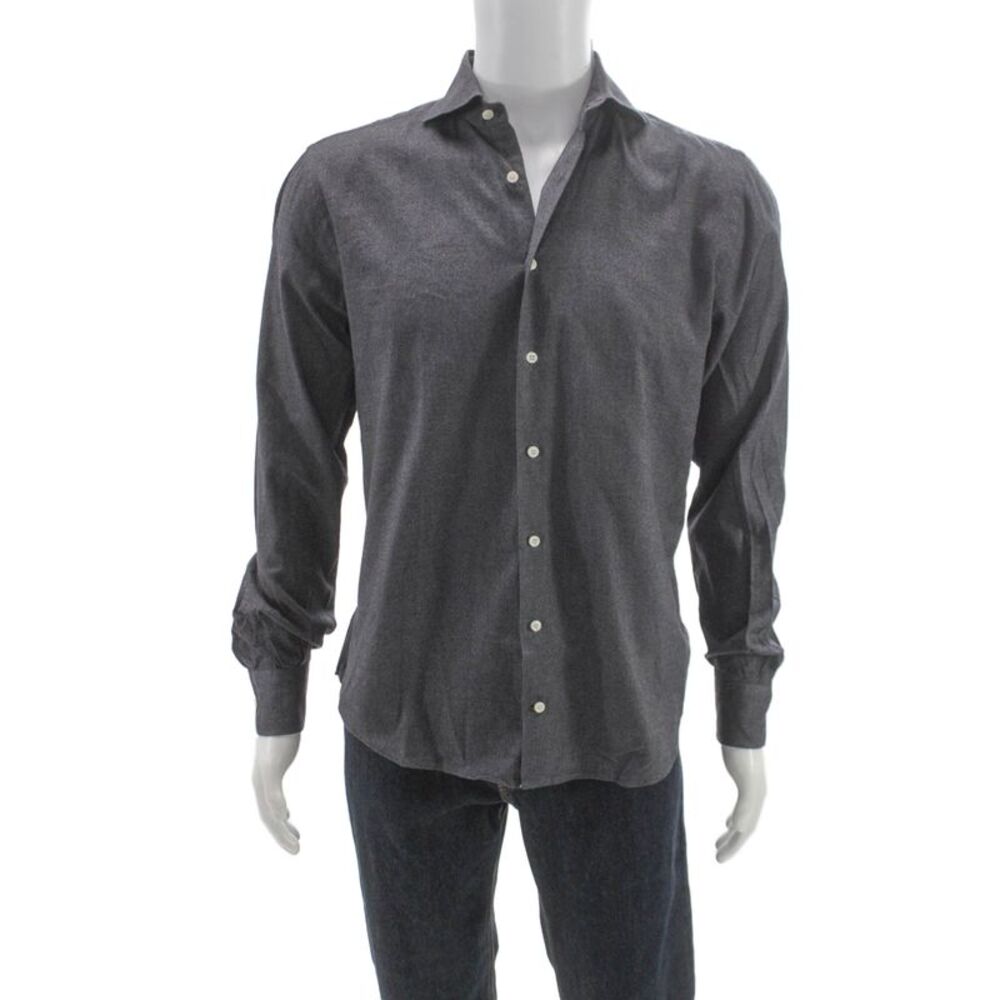 Suit Supply Mens Button-Down Shirt Gray Egyptian Cotton Long Sleeve Size M